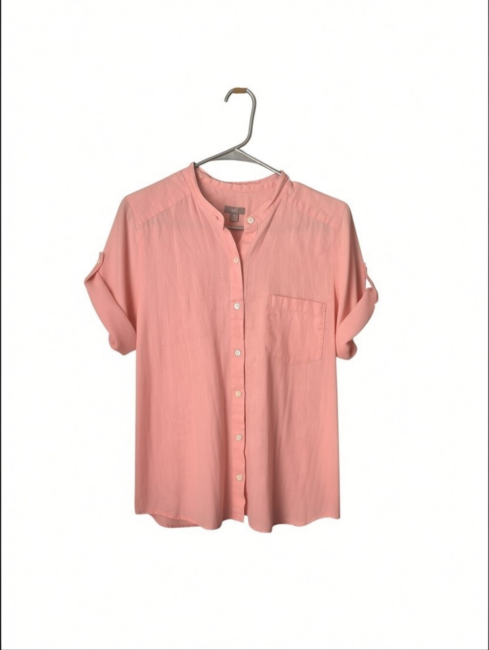 J. Jill Pink 100% Linen Button Front Roll Tab Sleeve Blouse Women’s Relaxed M